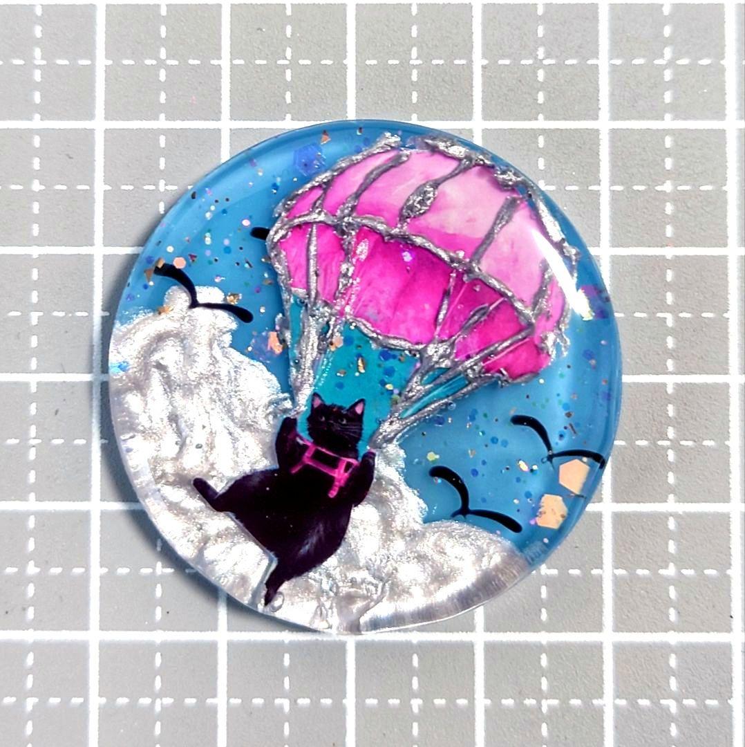 レジン猫ヘアゴムブローチポニーフックNo.306