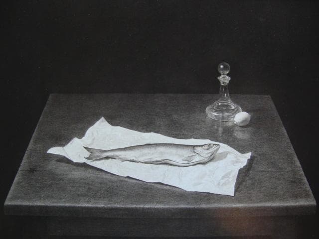 三浦明範、【鮭ー2001】、希少な画集画、新品高級額 額装付、状態良好