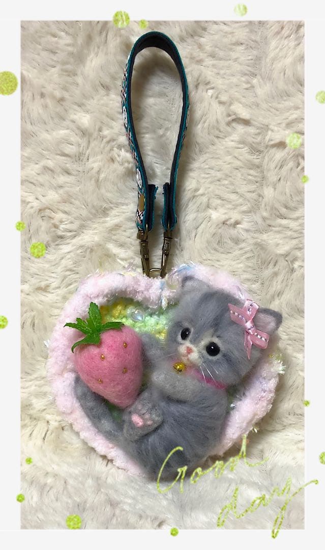 羊毛フェルト。猫。サバトラ。バッグチャーム。 - メルカリ