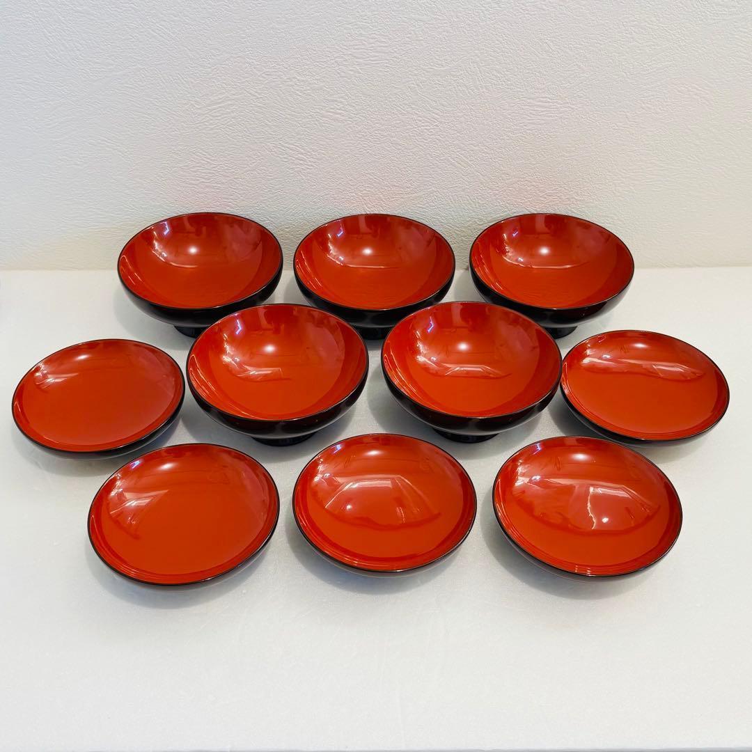 ⭐️ 川連漆器 天然木漆器 沈金 唐草牡丹彫蒔絵 蓋付き椀揃 5客【未