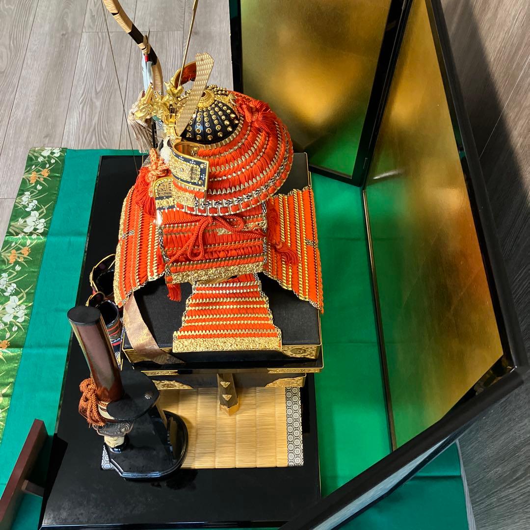 五月人形1️⃣ 大鎧 弓太刀 飾り台 金屏風セット 京都平安雅峰 純金箔