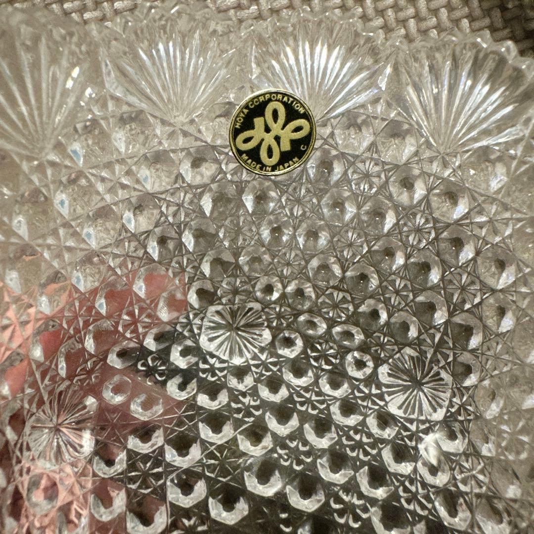 美品】HOYA クリスタル 8点セット 亀甲つなぎ紋 未使用品〈大鉢 小鉢