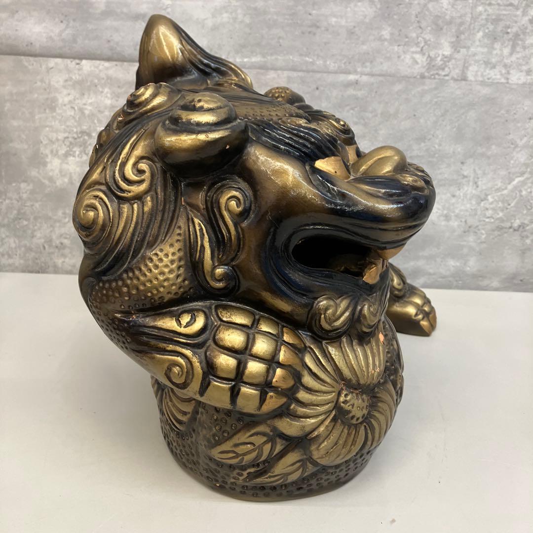 昭和レトロ シーサー 置物 金の玉乗り獅子 狛犬 獅子 縁起物