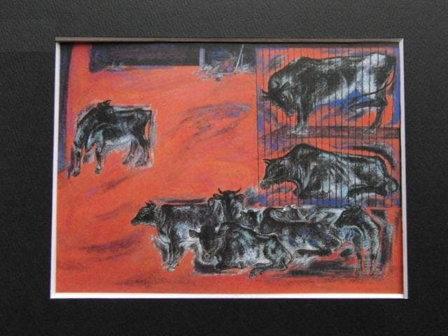 仲村進、【きのう今日あした】、希少な額装用画集より、新品額装付、状態良好