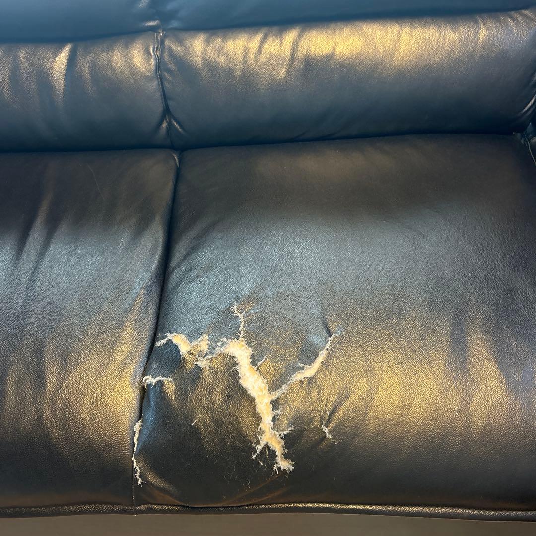 黒 レザー コーナーソファ 傷あり - メルカリ
