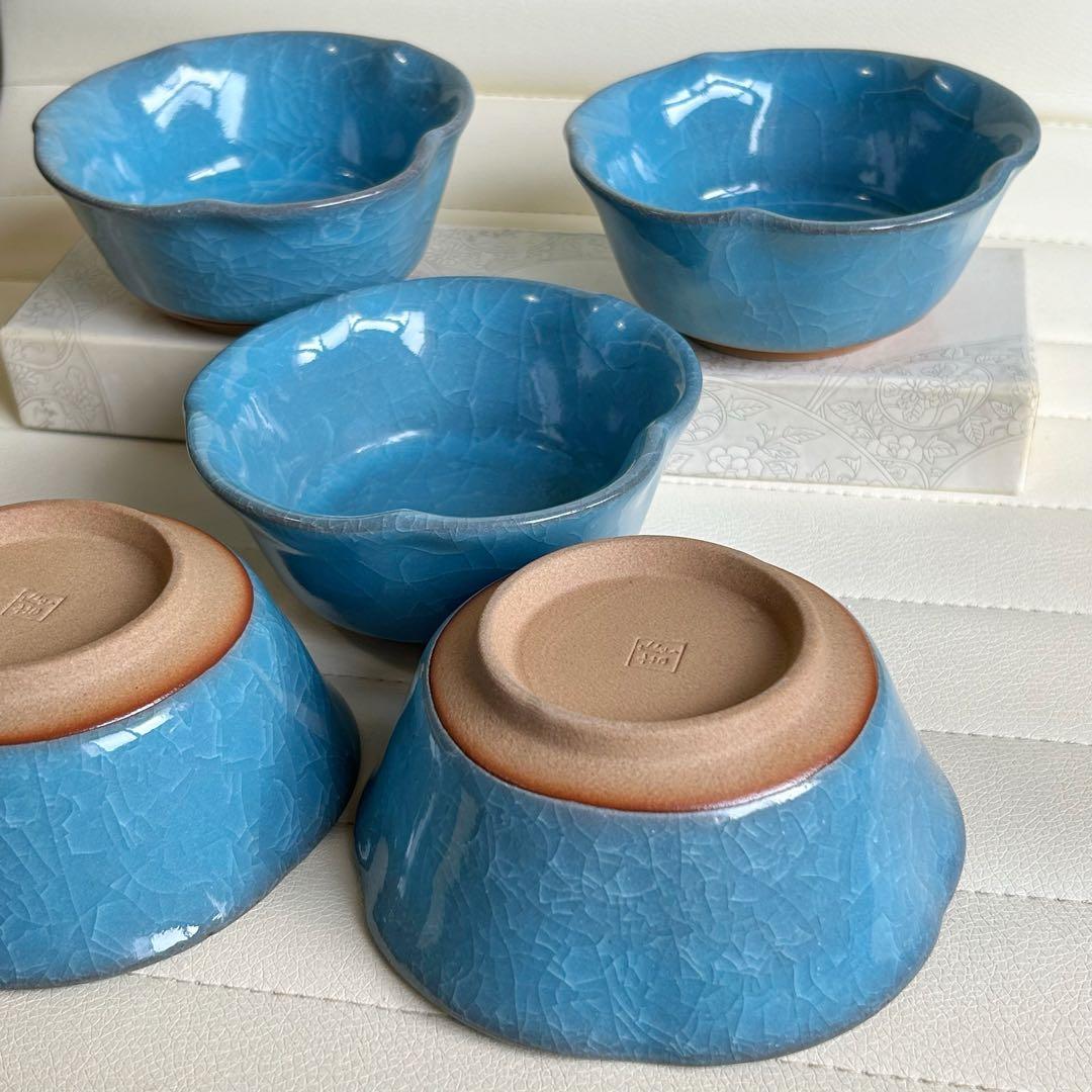 たち吉 橘吉 青彩 九重青磁 小鉢揃 5枚セット 輪花鉢 和食器 土物