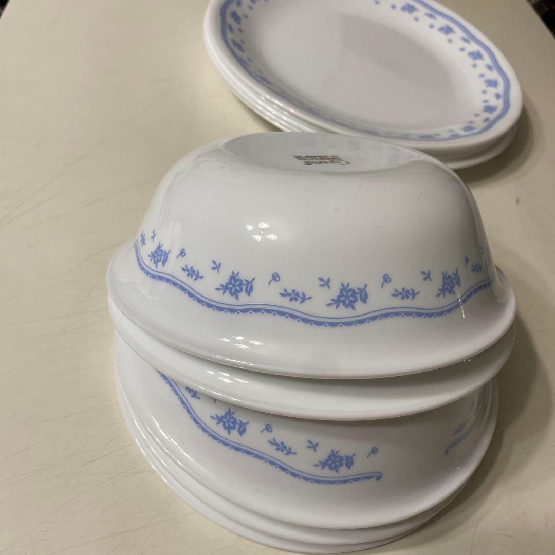 Corelle 青い花模様 皿とボウルセット