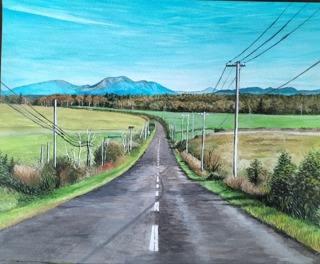 風景画 水彩画 F8サイズ(38✕45.5cm)