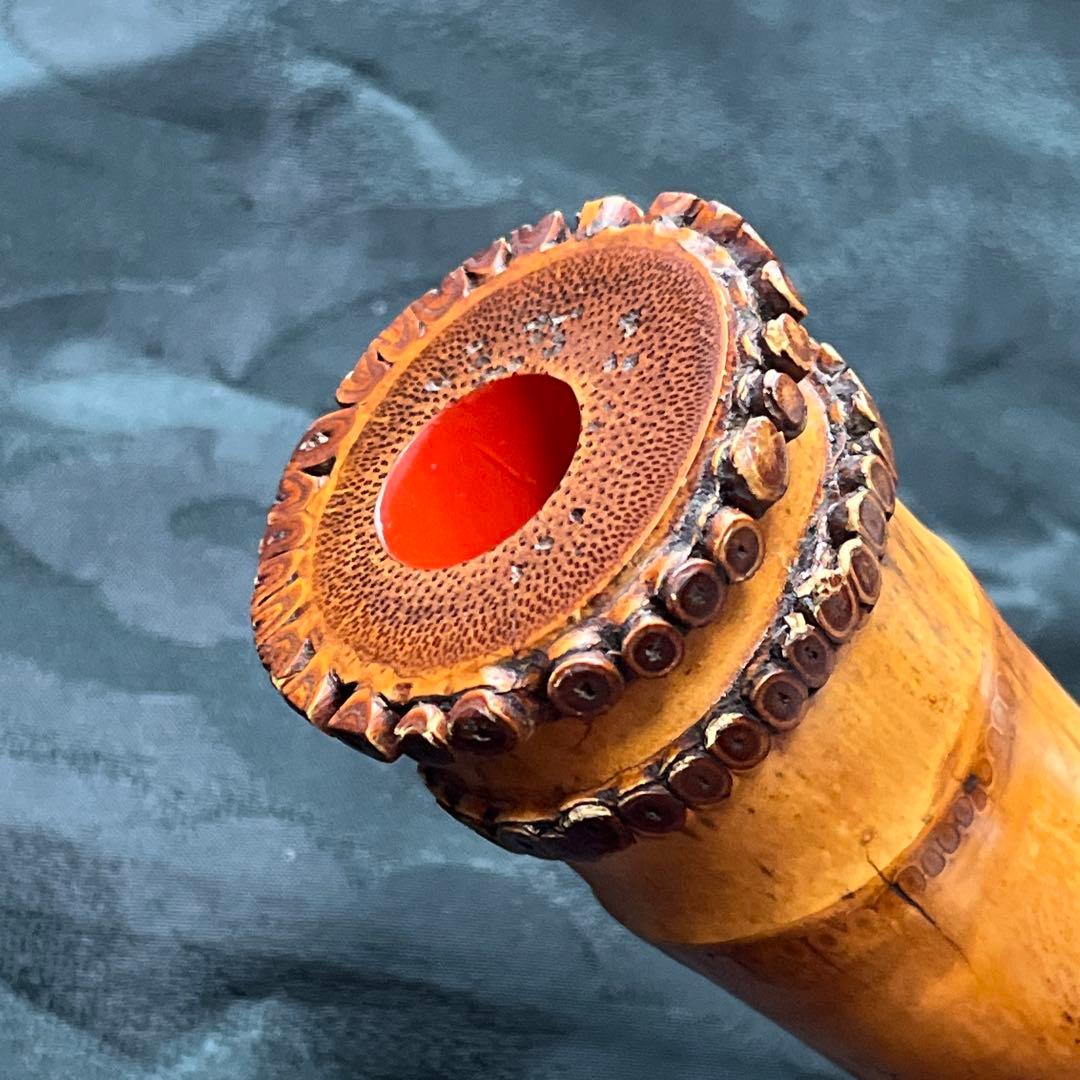 尺八 都山流 在銘 2印 短尺 中継ぎ緩み無し 籐巻き 銀