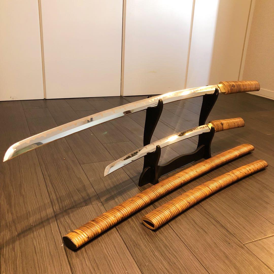 高級模造刀　 藤巻き　竹拵え　大小2本セット 太刀　脇差 模造刀 日本刀 虎徹 近藤勇 新撰組 大刀 脇差し セット : あなたの