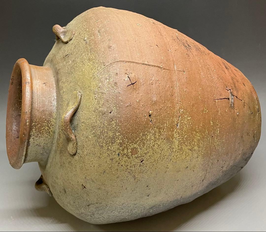 古備前　四耳壺　葉茶壺　28.5cm y5517