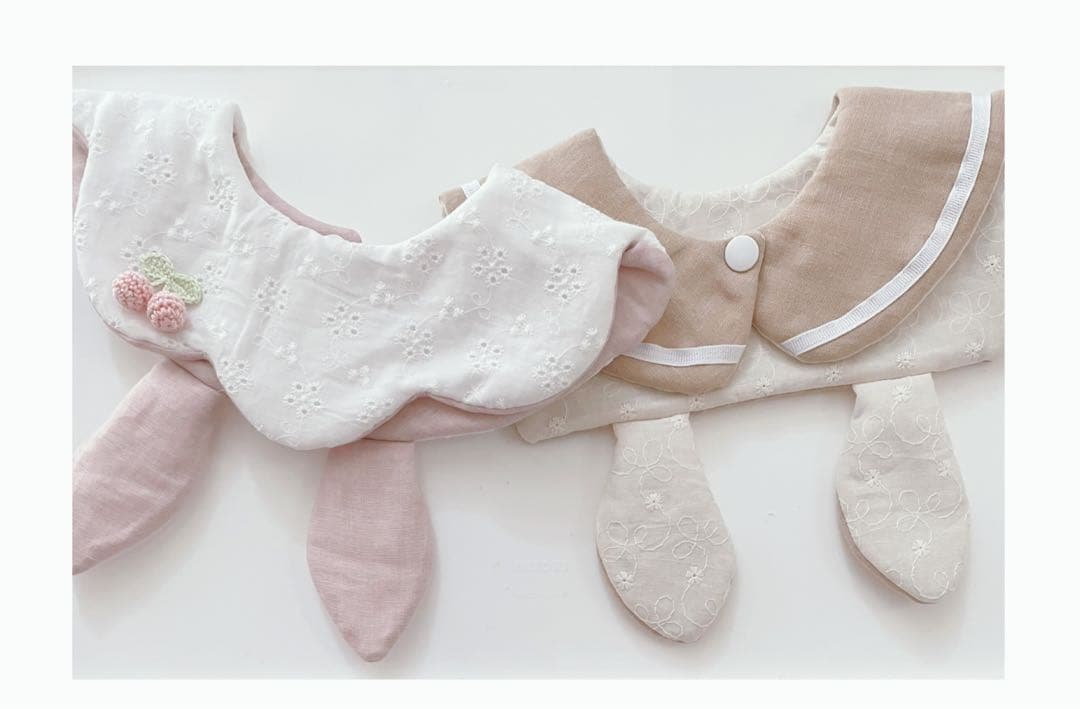 ハンドメイドスタイ　うさみみセーラースタイ　ぽんぽこ様 なみなみセーラースタイ ハンドメイド スタイ オーダースタイ 名入れ