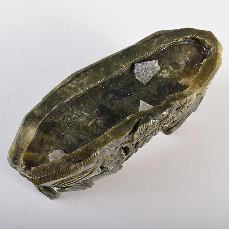 中国 玉石岫玉彫刻 白菜 置物 床飾 御隆坊古代宮廷家俱館証明書付