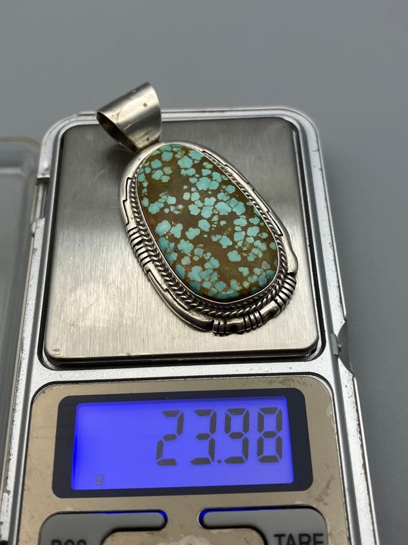 ターコイズ　925銀 LL作 ペンダント　ネックレストップ　5.7cm