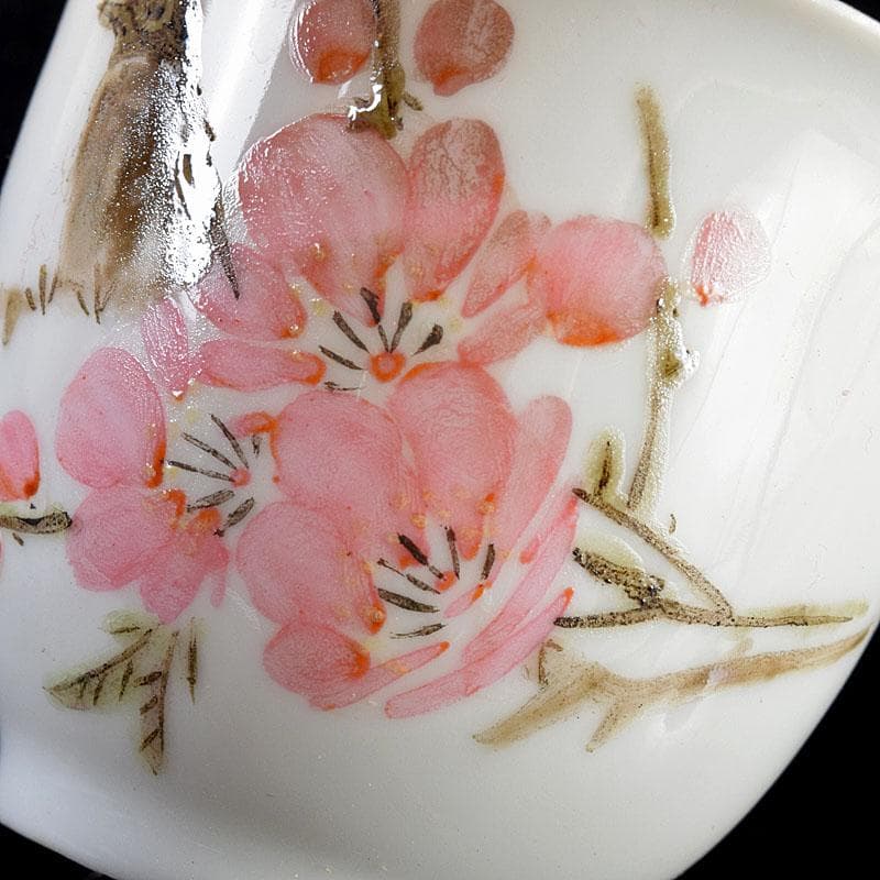 中国 乾隆年製款 薄胎 粉彩 鳥桜文 煎茶碗 八客 V R7584 - メルカリ