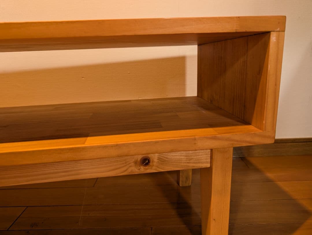 《送料込》無印良品 タモ材 オープンシェルフ 脚付キャビネット 棚 木製 廃盤品