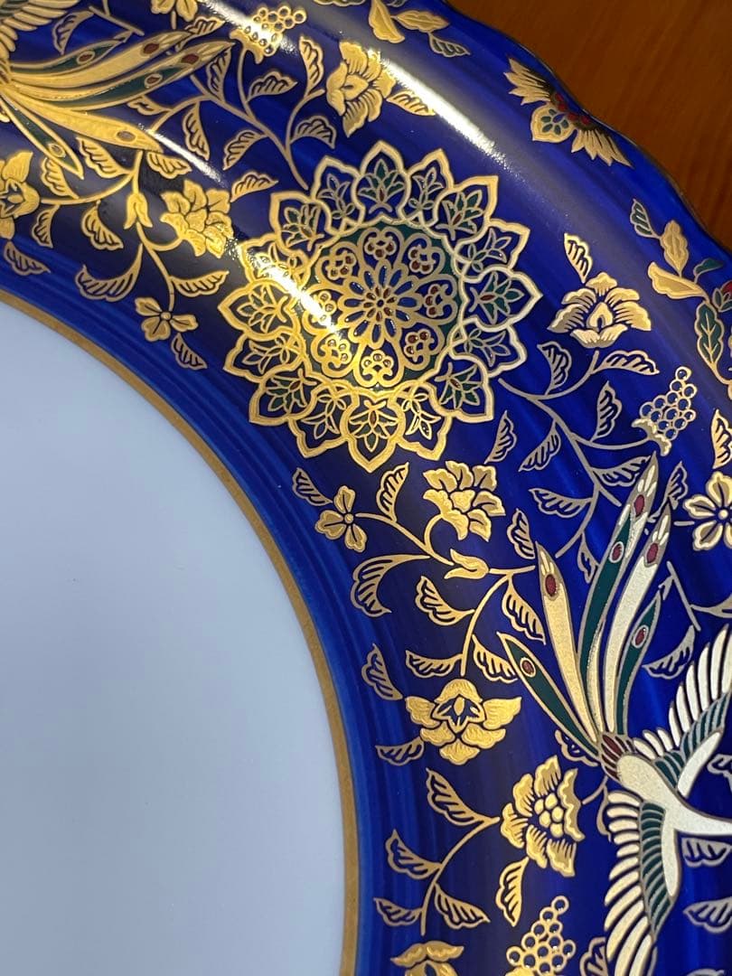 kaikai エクレクティック・カイカイ 青金花柄皿 脚付き ブルー 大皿
