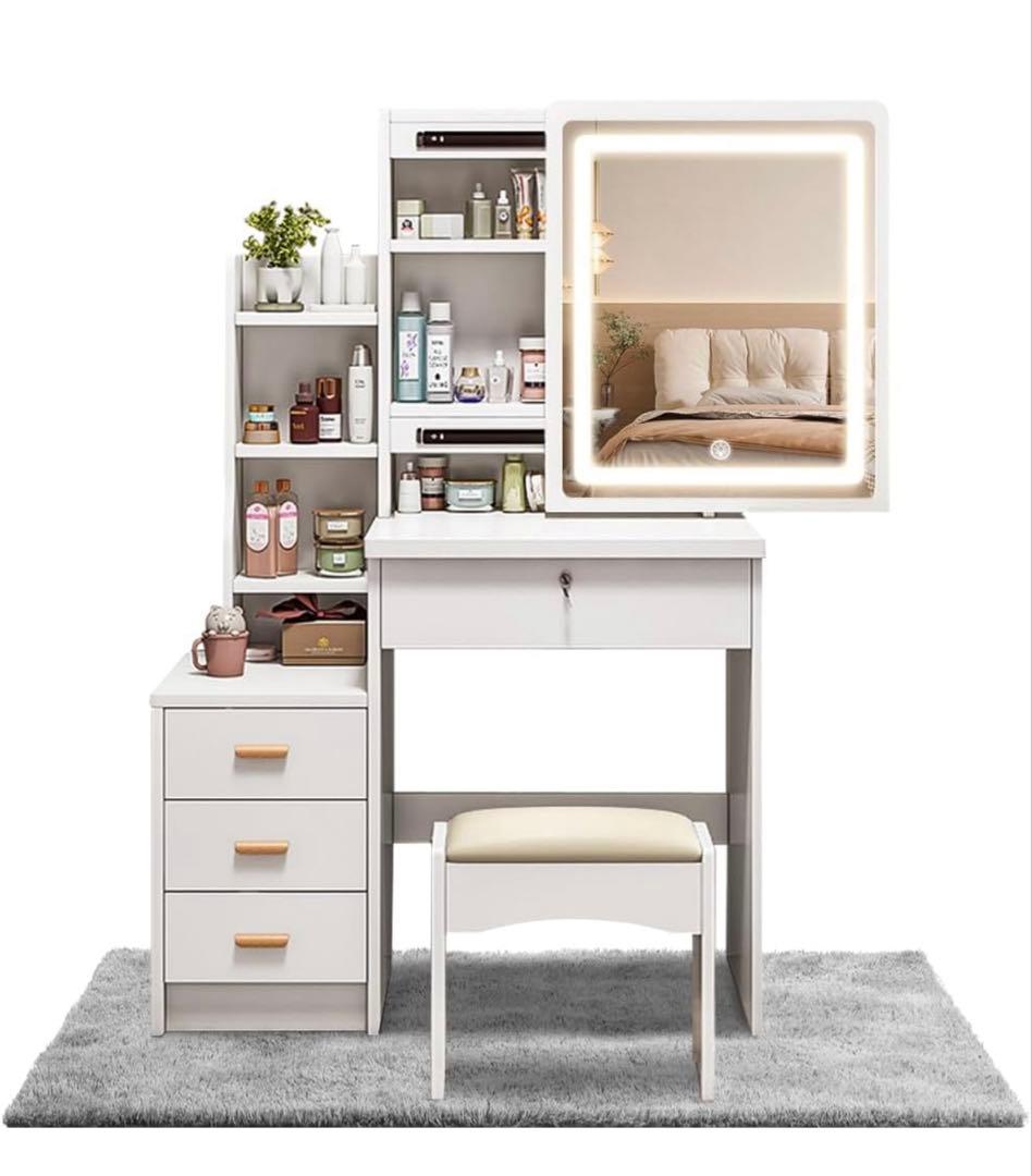 ☆週日限定セール☆新品ドレッサー スツール付き 鏡台 タッチ操作 女優