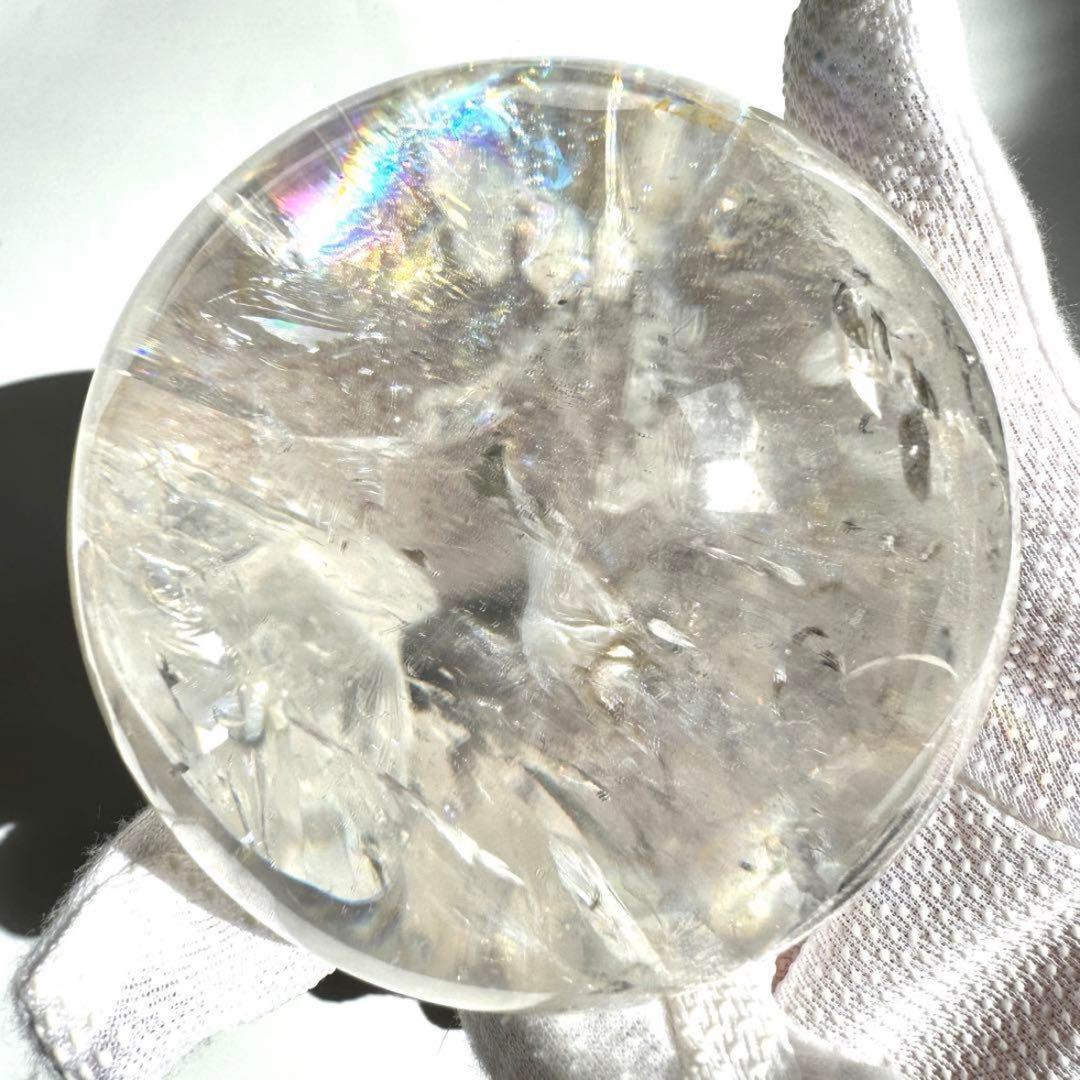 綺麗 虹入り ヒマラヤレインボー 水晶 丸玉 77.1mm ポーチ付き