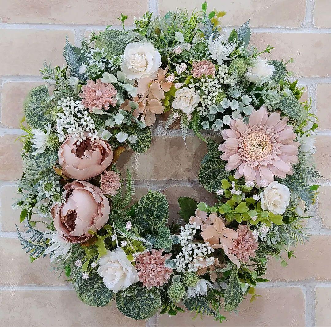 フラワーリース　玄関リース　造花リース 玄関リース - リースの人気通販 | minne byGMOペパボ 国内最大級の