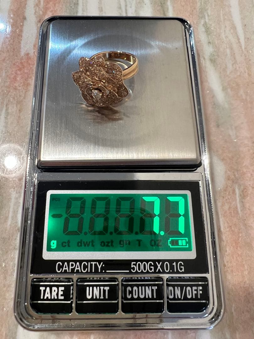 新品未使用 ✨K18PG 薔薇モチーフ ダイヤ0.80ct リング 7.7g