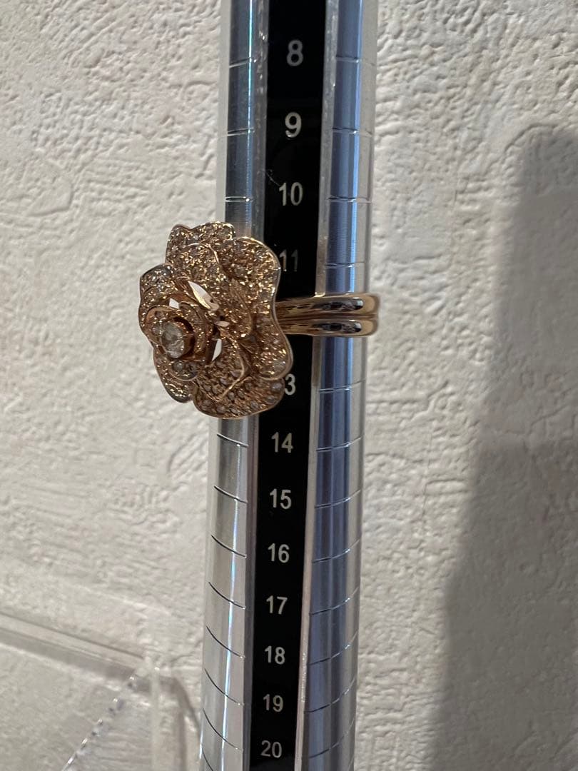 新品未使用 ✨K18PG 薔薇モチーフ ダイヤ0.80ct リング 7.7g