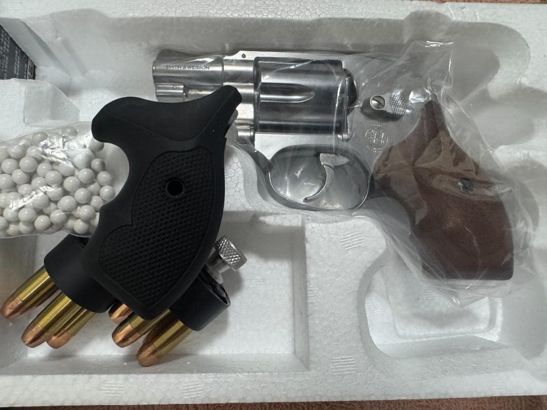 マルシン工業　M649　シルバーABS　ガスリボルバー　木製グリップモデル マルシン】S&W M649 シルバーABS 木製サービスグリップ 6mmBB Xカート