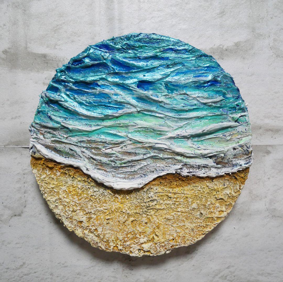 油絵 油彩 油彩画 絵 絵画 円形【丸い海】 油絵 油彩 油彩画 絵画 絵 円形【丸い海】 | HIROSHI1990