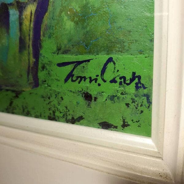 岡田とみ 花の器 肉筆 油彩画 直筆サイン入り F10号 大型 額装 静物画