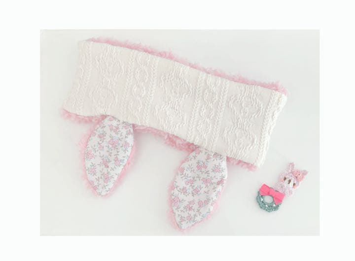 ハンドメイドスタイ　ベビー　うさみみ　ネックウォーマー SweetMommy（スウィートマミー） ベビー スカーフ風スタイ よだれかけ