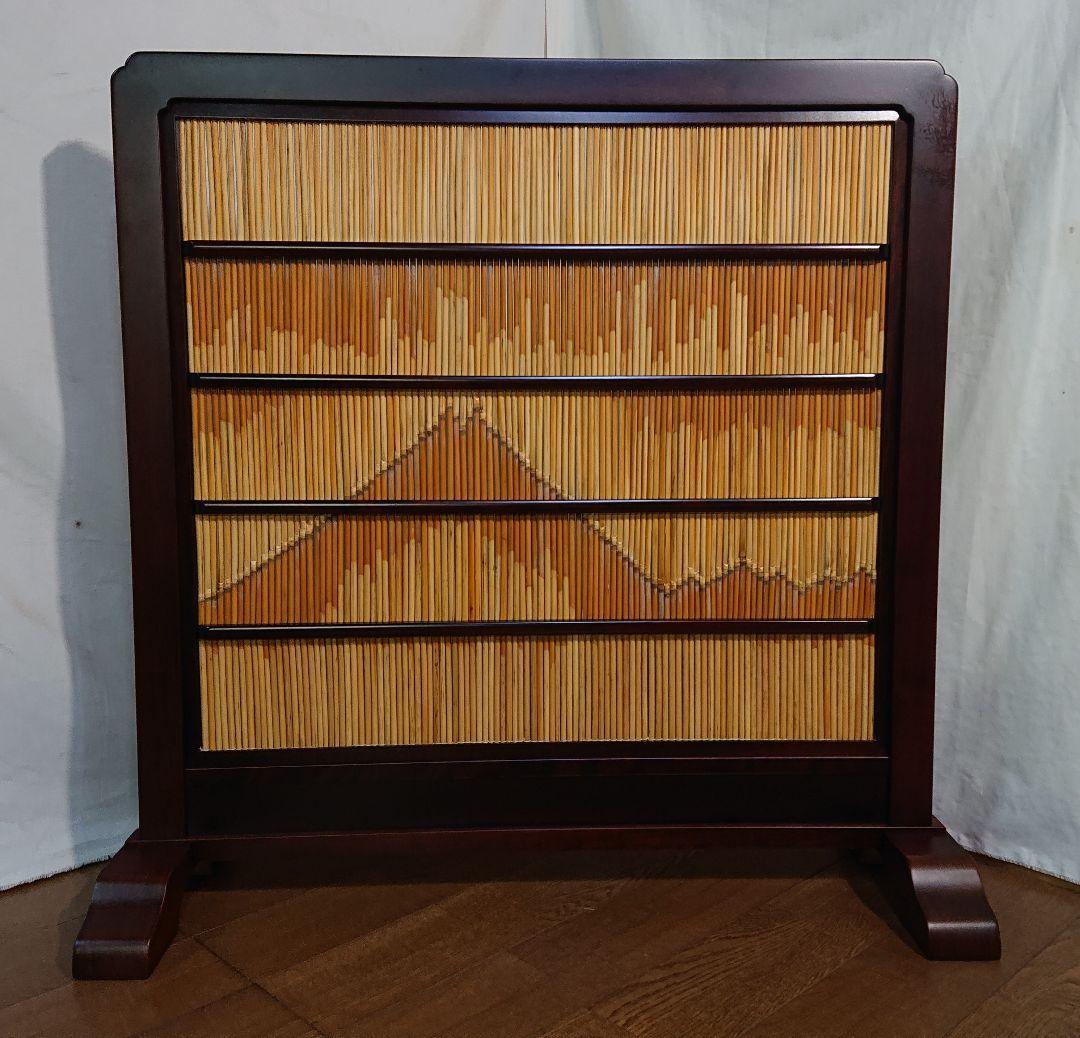 衝立　和風伝統ヨシ入り衝立１枚式間仕切り玄関 和室衝立 訳アリ特価 １台のみ 桐 和風衝立 1連 幅90cm 衝立 ブラウン 目隠し 屏風 仕切り ついたて