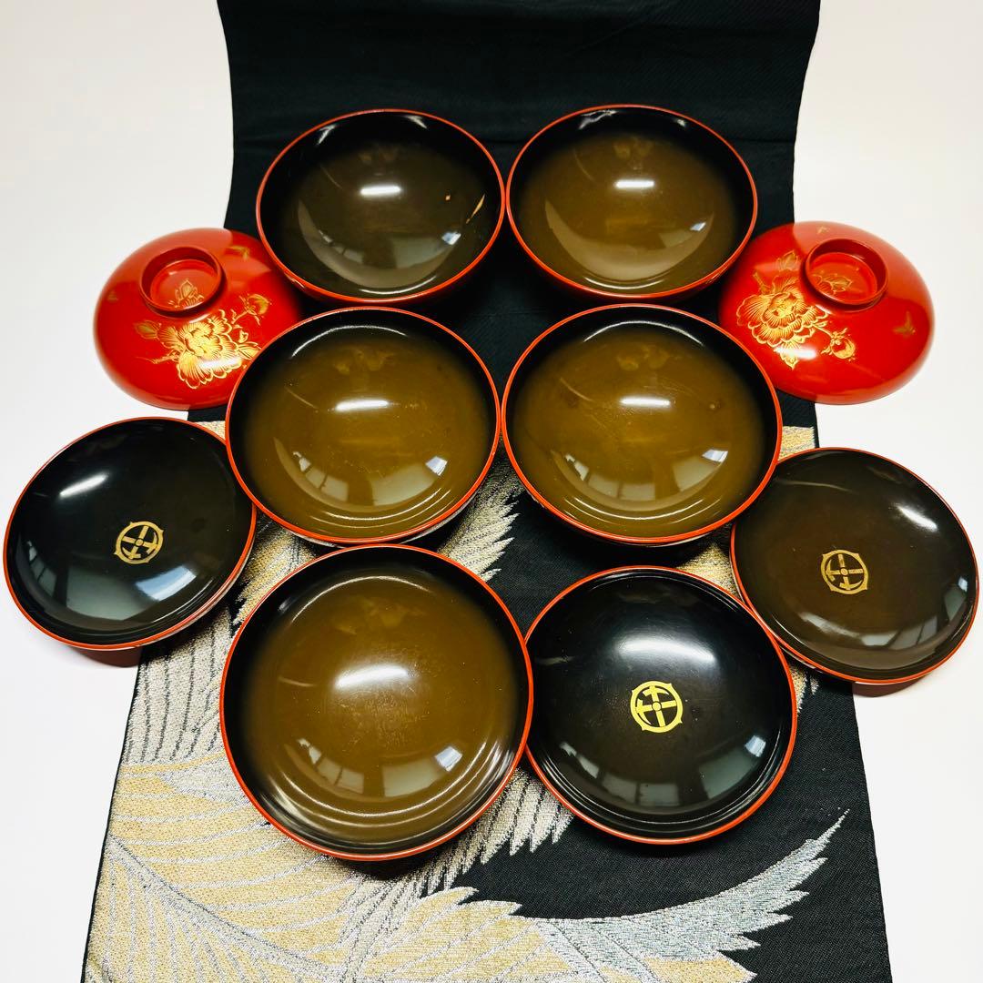 漆器 輪島塗 木製 蒔絵 蓋付椀 汁椀 5客 時代物 - メルカリ