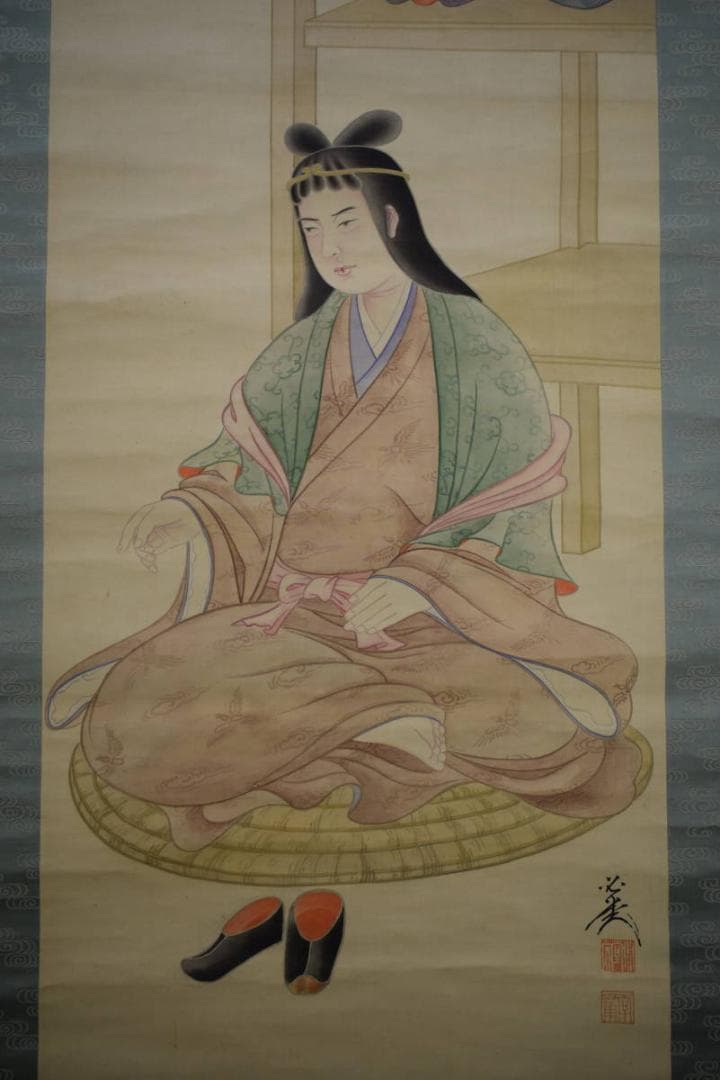 真作/必堂/呉羽/綾羽/双神之図/双幅/布袋屋掛軸HE-652 - メルカリ