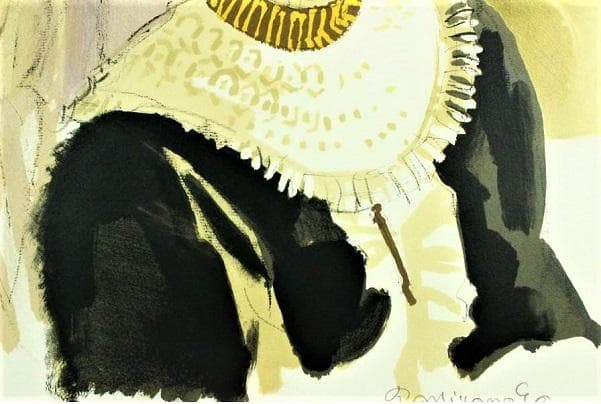 宮永岳彦 「黒い衣裳」 リトグラフ 直筆サイン 一枚の繪 タトウ箱