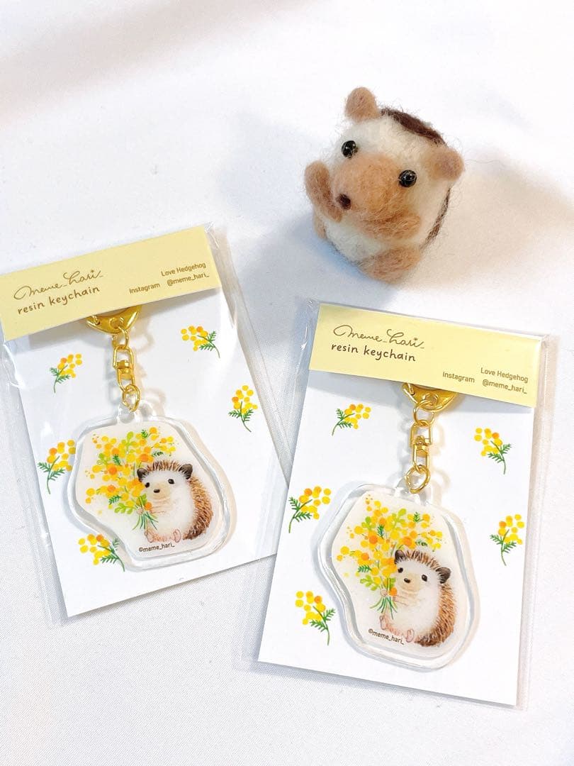 販売再開！レジン アクセサリーケース 【ミモザ ハリネズミ】 水彩