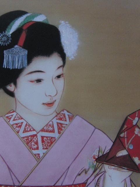 高野晴生、【舞妓】、希少な額装用画集より、新品額装付、状態良好