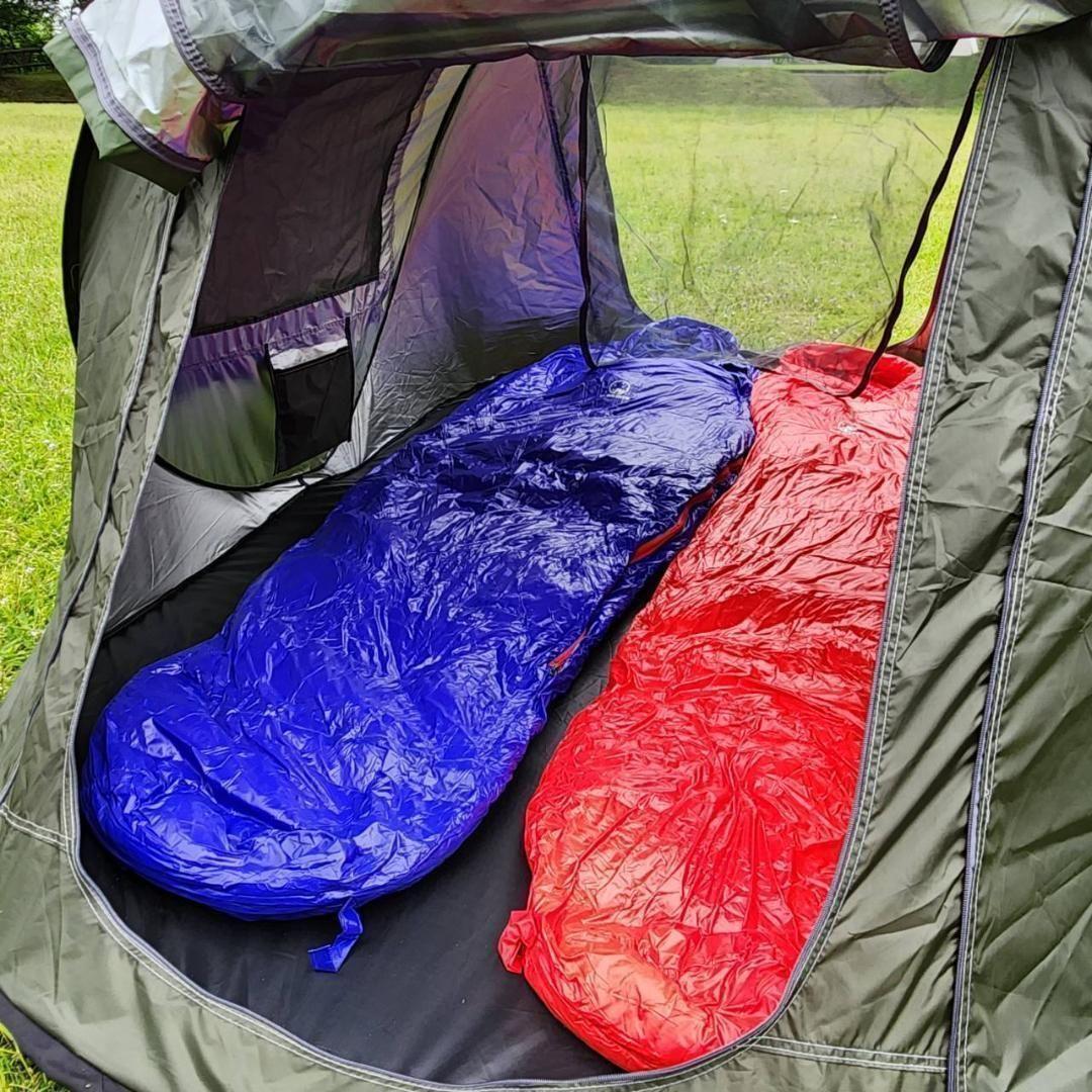 ☆SALE☆ 高級ダウン使用 マミー型 寝袋 ダウンシュラフ 400g レッド