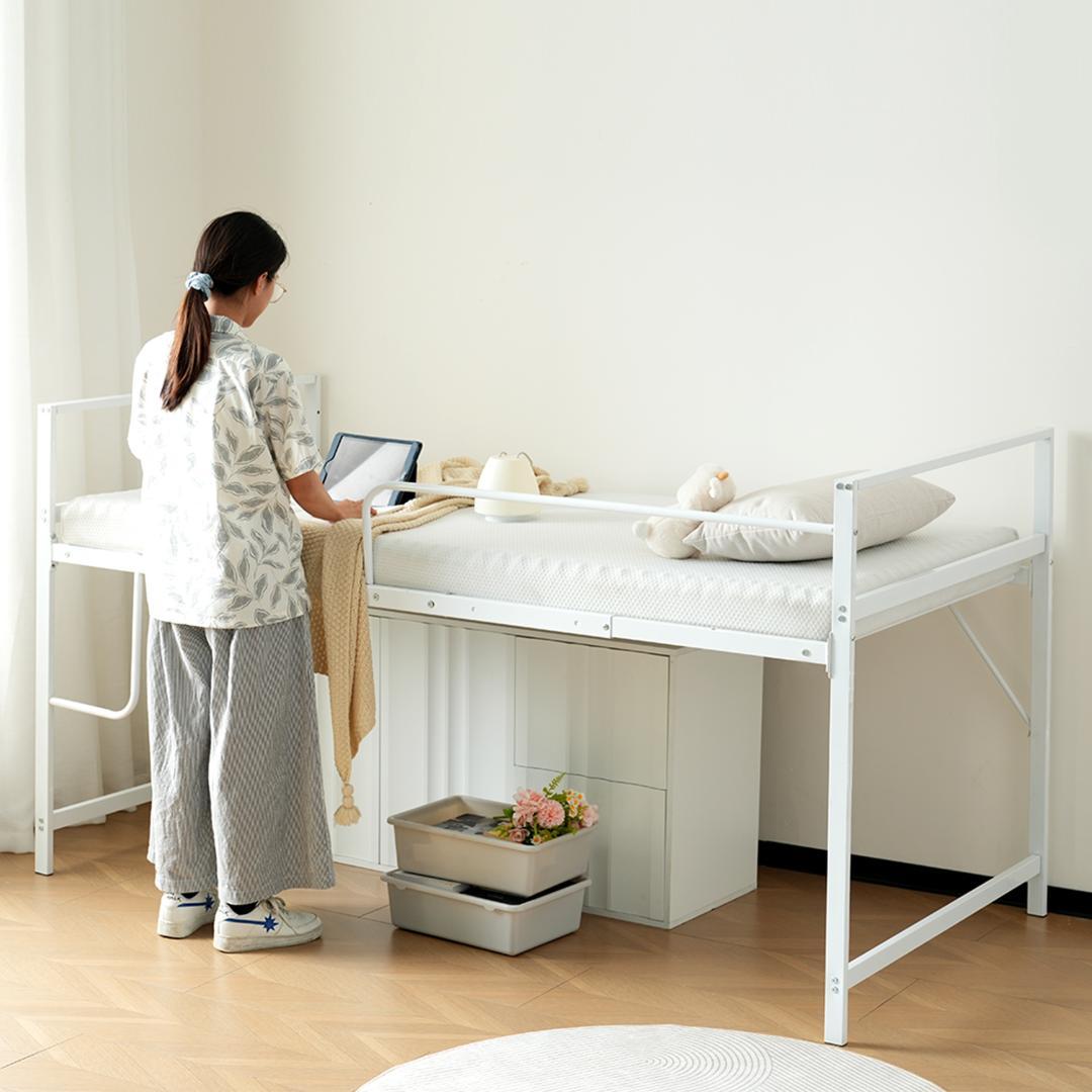 超人気【高さ110cm】ロフトベッド収納 北欧風 大人 一人暮らし WHITE