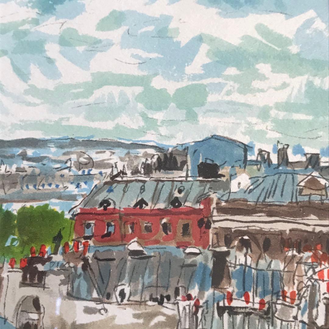 児玉幸雄「エッフェル遠望」リトグラフ 303/2000 刷込みサイン 絵画D