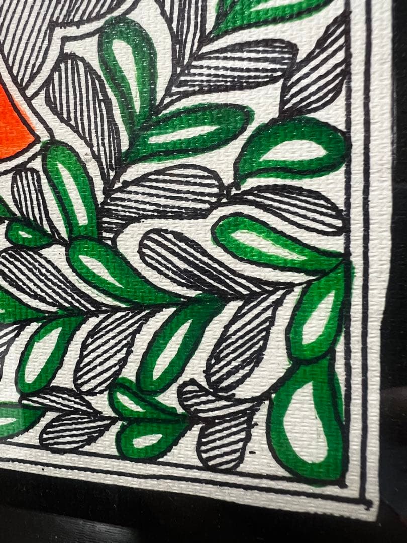 マドゥバニ（ミティラー）ペイント＜アニマル＞28 cm×38cm (大)サイン