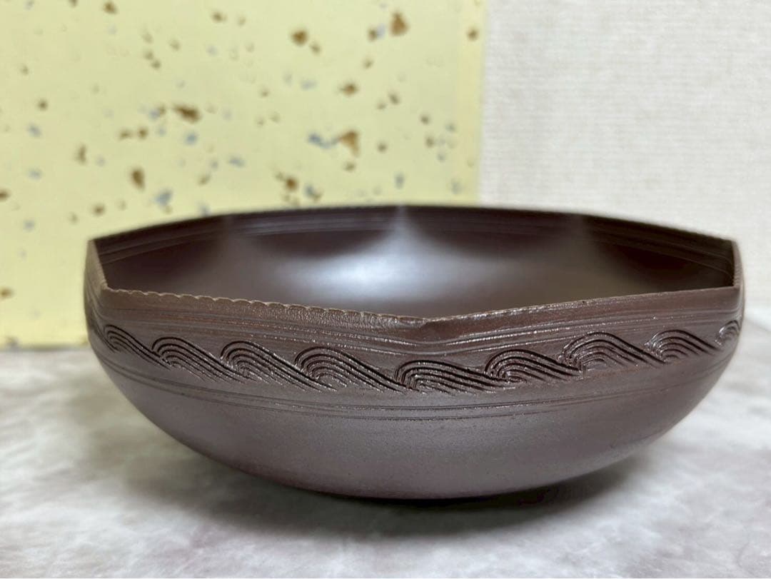 清水焼　八角皿　東栽　深皿　18.5cm　【10224m】