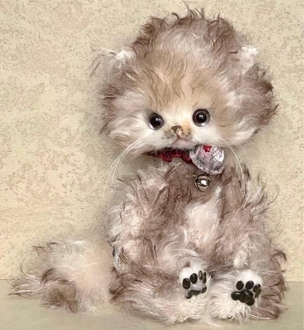 愛おしい猫ちゃん アーティストベア 海外作家様 ハンドメイド ぬいぐるみ おんなじ顔ーー𓃗𓃗𓃗 #ぬいぐるみ作家 #ハンドメイド #ぬい活 #ぬいす