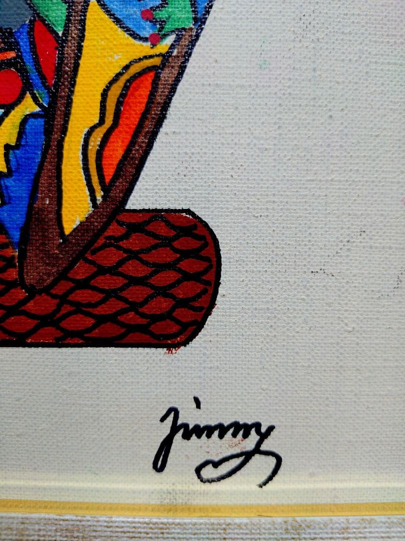 F6号】ジミー大西【森】手描き/表裏サイン有/油彩/アクリル/絵画/額縁