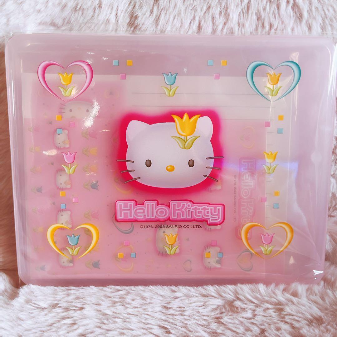 希少レア　ハローキティ　ケース入　レターセット　チューリップ　2003 サンリオ サンリオ ハローキティ チューリップキティ トランク缶 缶ケース レア