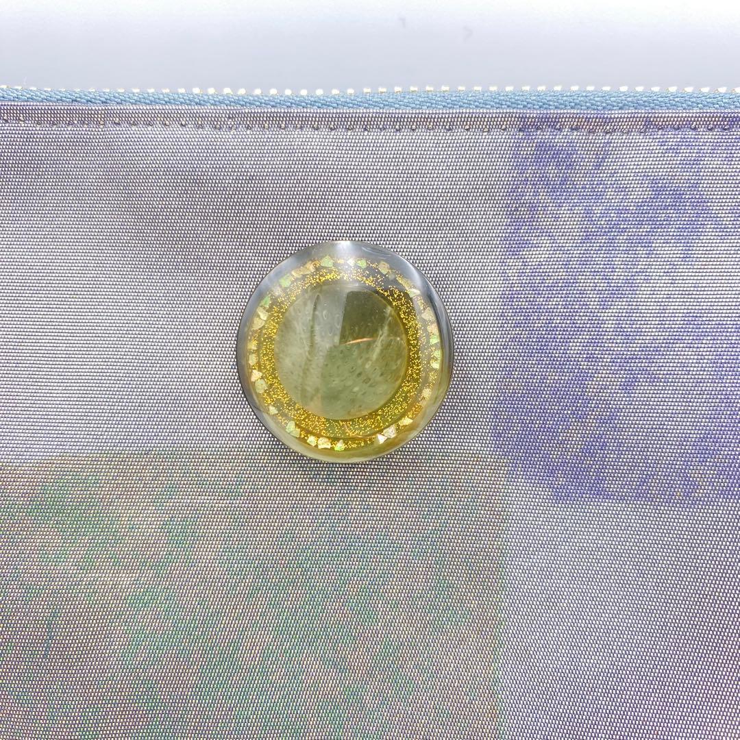 メタリックシルバー 正絹帯リメイクバッグ市松 横長ショルダー