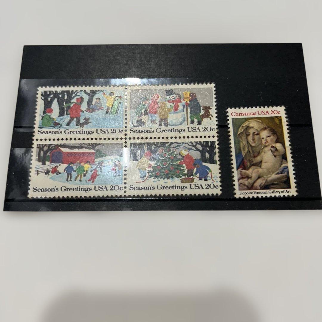 9527 外国切手 アメリカ USA 1982年 クリスマス 「冬の子供たち