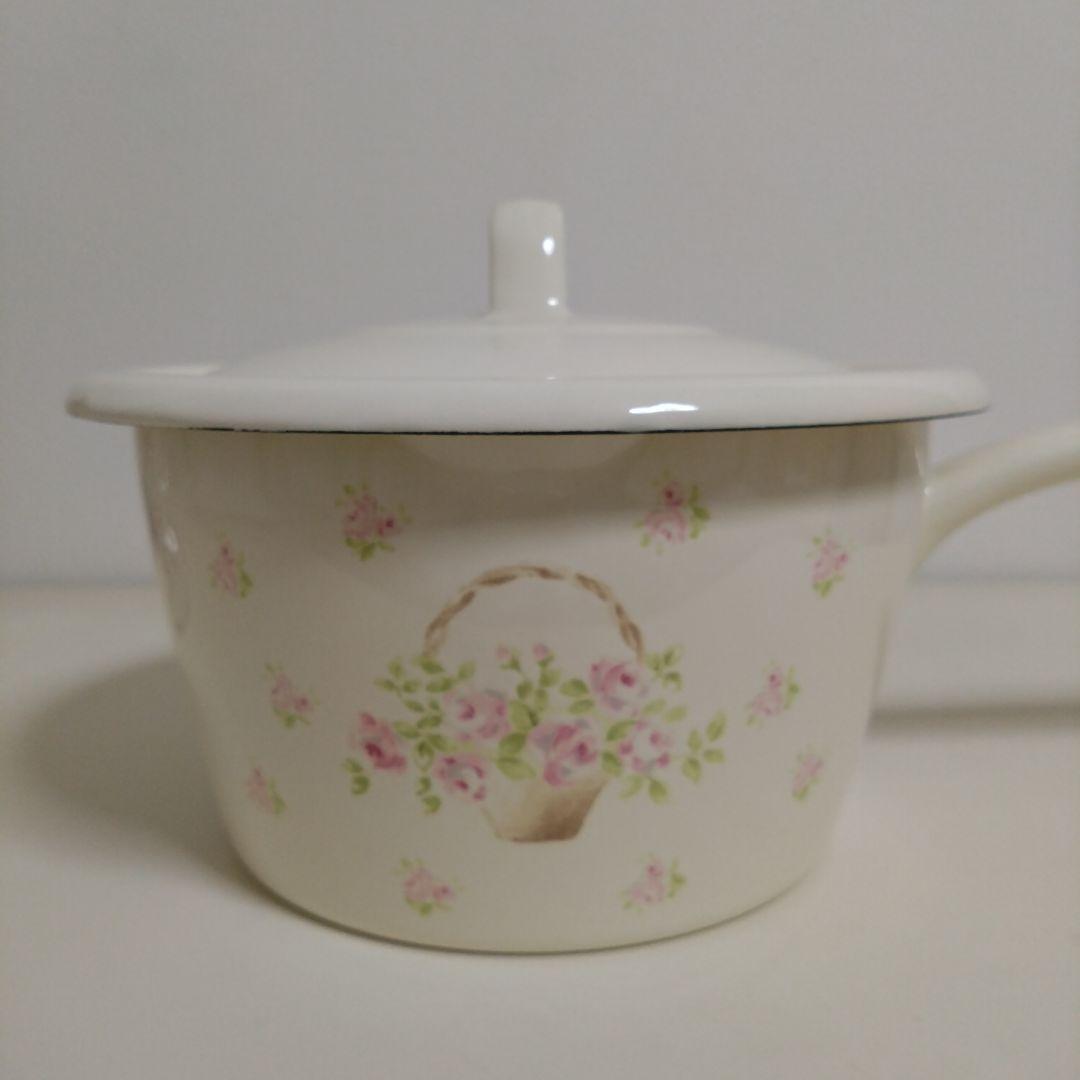 イマン♡Imaneホーロー♡限定品　ローズバスケット　ソースパン　片手鍋 イマン ホーローライス缶 鍋 ローズバスケット柄【imane】 | pear cat