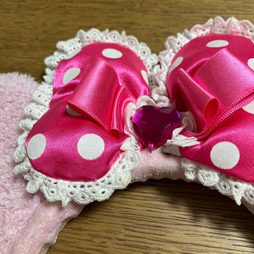ディズニー カチューシャ ピンク リボン ミニー ドット 水玉