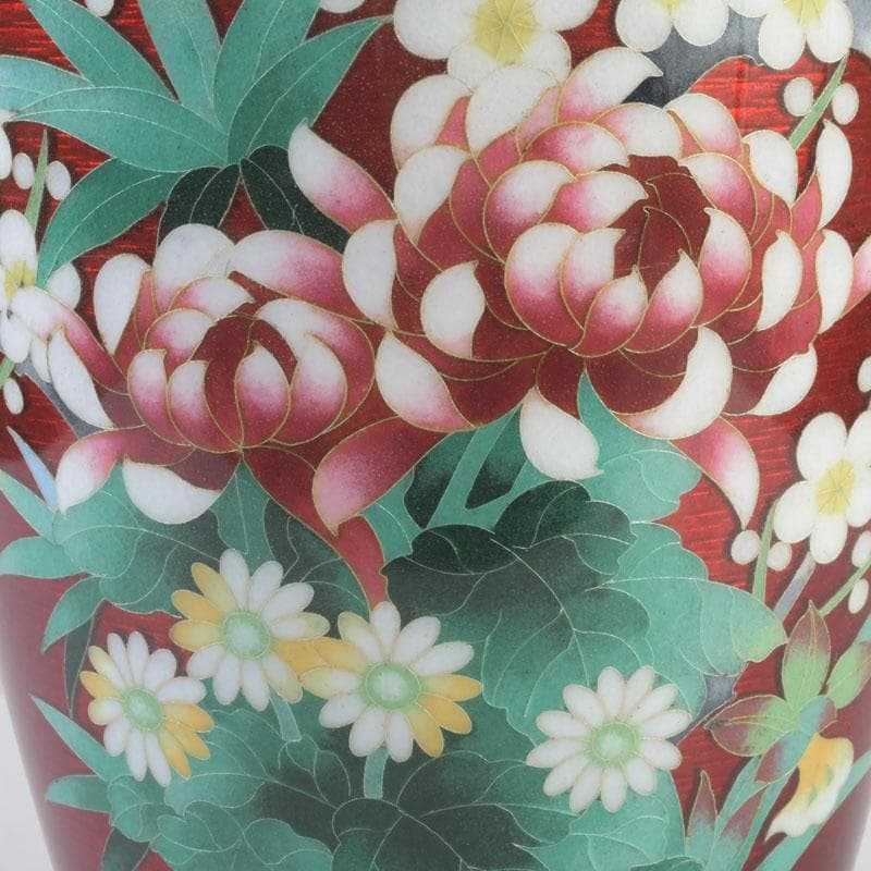 七宝焼 赤透釉 四君子文 花瓶 V 9699A 100,000円以上 | 贈答品・ギフト