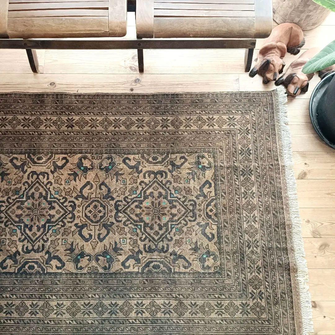 80s】L152cm トライバルラグ ヴィンテージラグ アフガンラグ ペルシャ